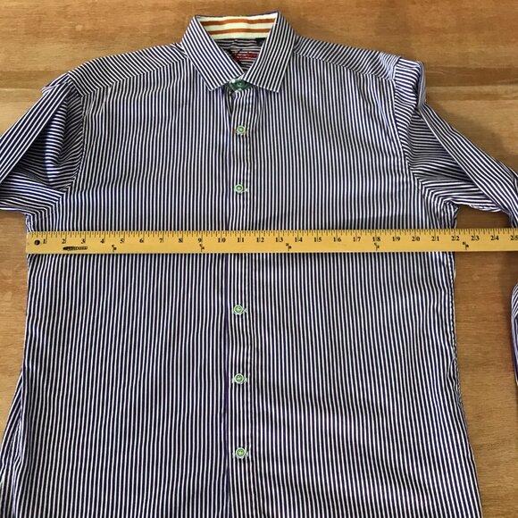Robert Graham X Series Shirt Men L Purple Striped Button Up Long Sleeve - Picture 7 of 13